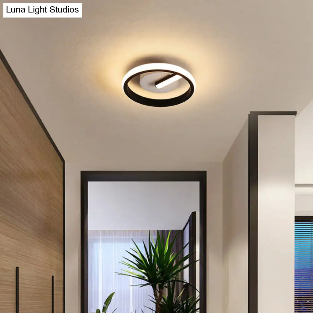 Minimalist Black Led Ceiling Flush Mount Light With Circle Metal Shade