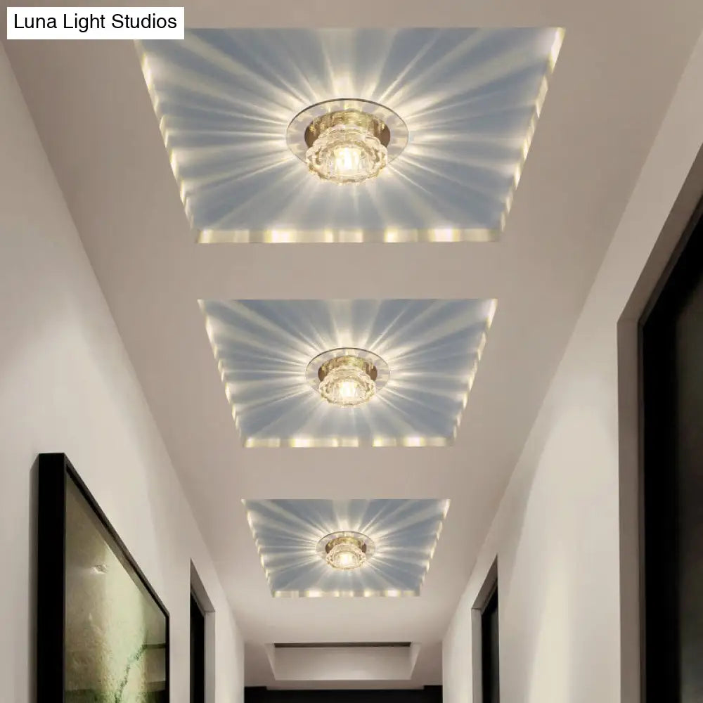 Minimalist Crystal Clear Scalloped Flush Ceiling Light For Corridor - Mount Fixture
