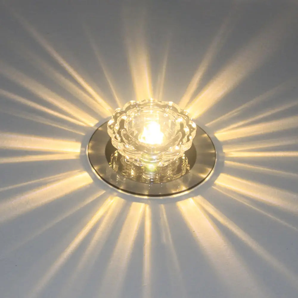 Minimalist Crystal Clear Scalloped Flush Ceiling Light For Corridor - Mount Fixture / Warm