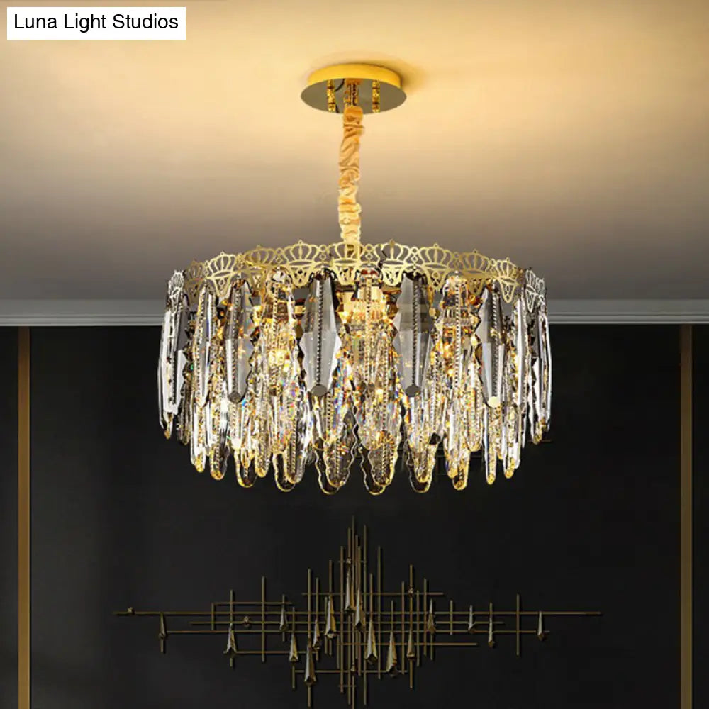 Minimalist Crystal Leaf Pendant Light - Elegant Chandelier For Bedroom