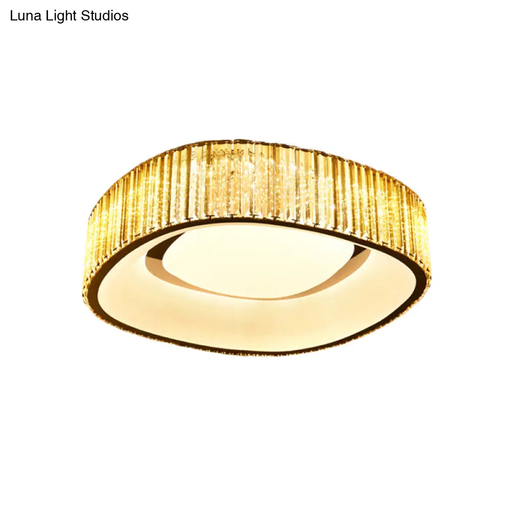 Minimalist Crystal Prism Led Flushmount Lamp For Bedroom - White Flush Mount Light