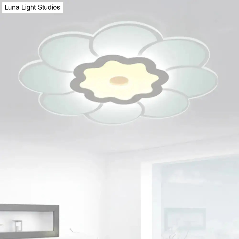 Minimalist Flush Mount Led Ceiling Lamp In White With Ultrathin Design & Acrylic Finish