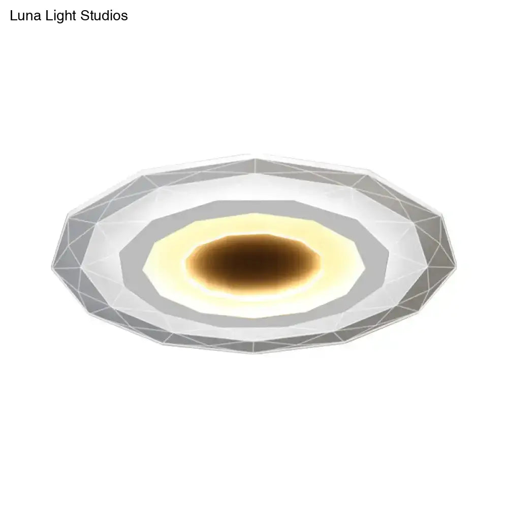 Minimalist Flush Mount Led Ceiling Lamp In White With Ultrathin Design & Acrylic Finish