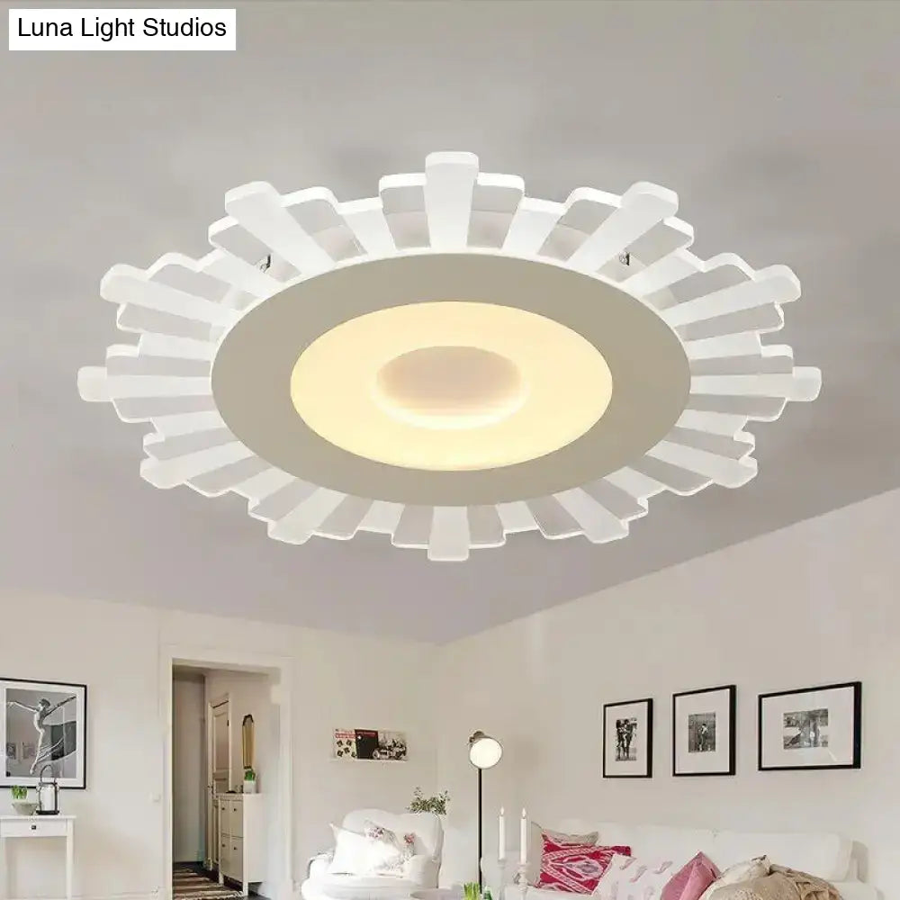 Minimalist Flush Mount Led Ceiling Lamp In White With Ultrathin Design & Acrylic Finish