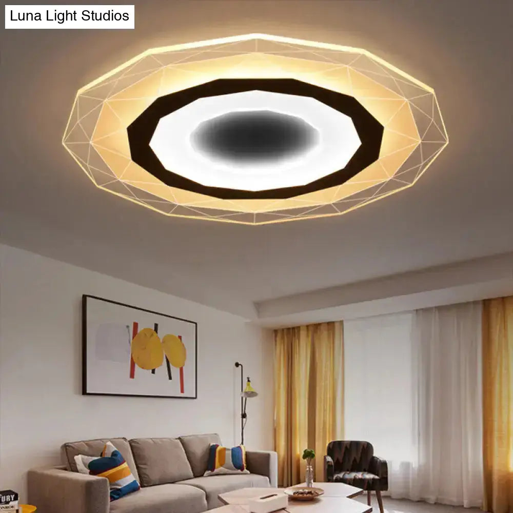 Minimalist Flush Mount Led Ceiling Lamp In White With Ultrathin Design & Acrylic Finish