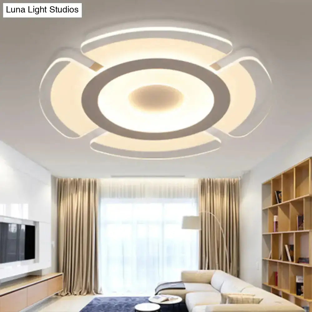 Minimalist Flush Mount Led Ceiling Lamp In White With Ultrathin Design & Acrylic Finish