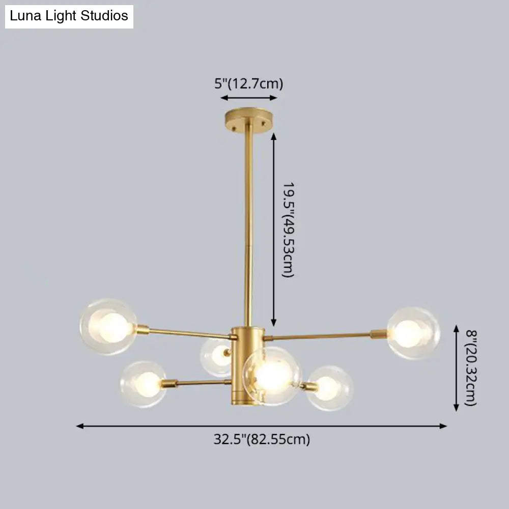 Minimalist Glass Chandelier With Clear Ball Shade - Modern Style Pendant Light For Living Room