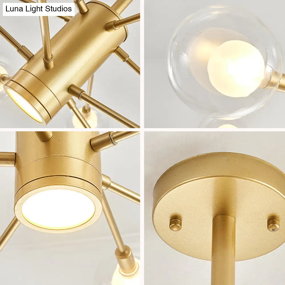 Minimalist Glass Chandelier With Clear Ball Shade - Modern Style Pendant Light For Living Room