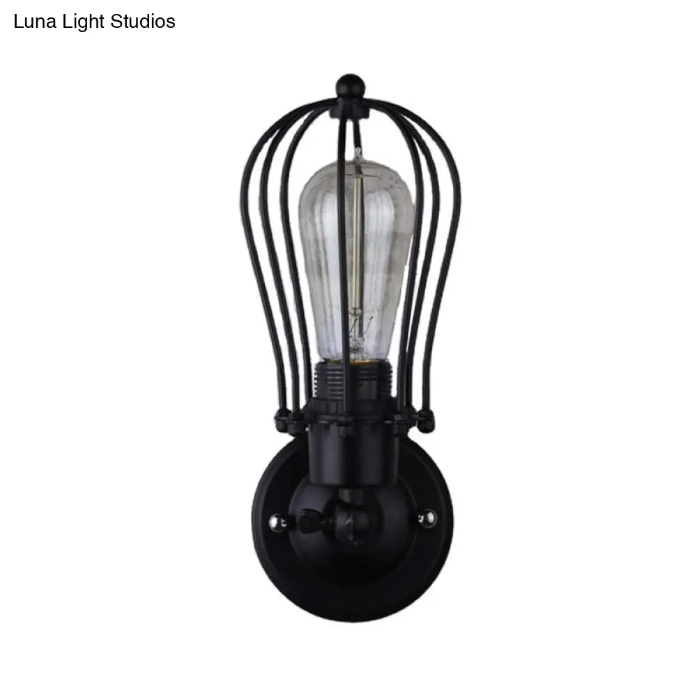 Minimalist Grapefruit Iron Wall Lamp In Black For Corridor Lighting