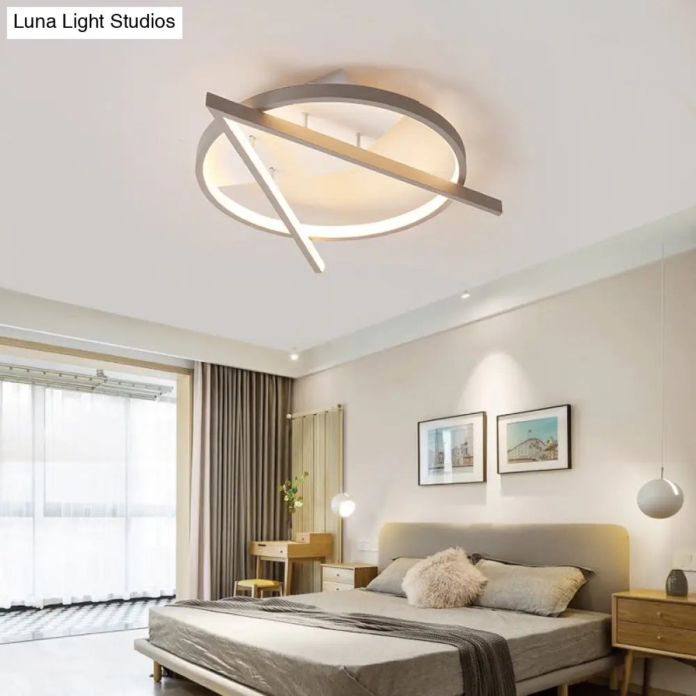 Minimalist Gray Led Flush Light - Acrylic V-Shape Ceiling Mount Fixture Warm/White 16.5’/20.5’ Wide
