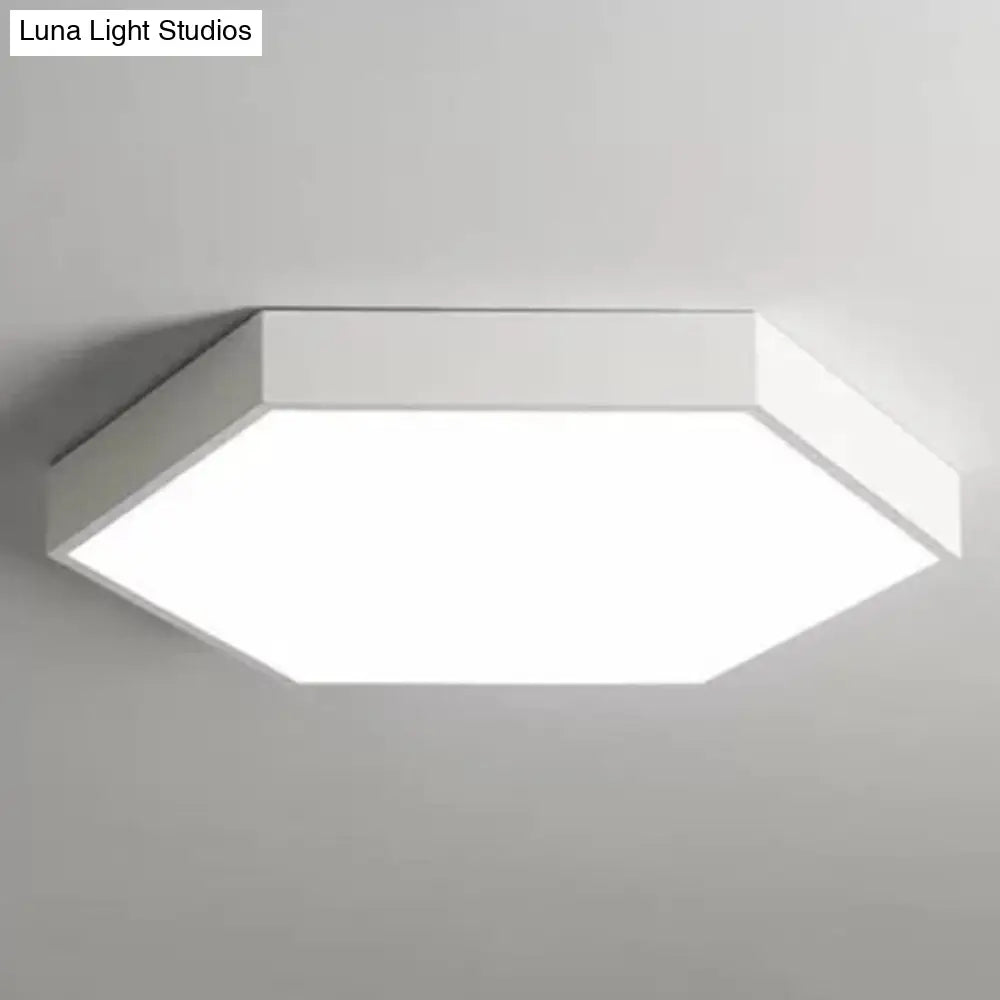 Minimalist Hexagon Flush Mount Ceiling Light Fixture With Acrylic Finish - 1 White / 16