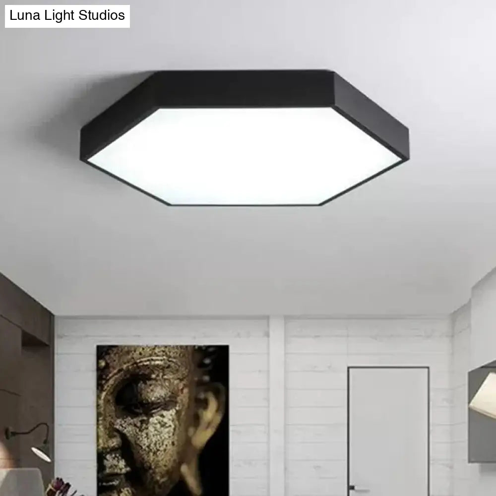 Minimalist Hexagon Flush Mount Ceiling Light Fixture With Acrylic Finish - 1