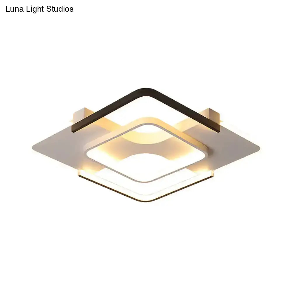 Minimalist Led Ceiling Flush Mount Light With Acrylic Shade In Black & White Warm/White/3 Color