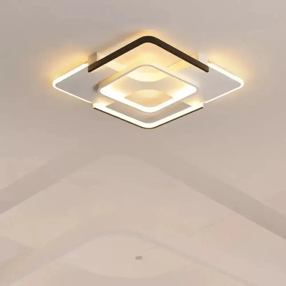 Minimalist Led Ceiling Flush Mount Light With Acrylic Shade In Black & White Warm/White/3 Color