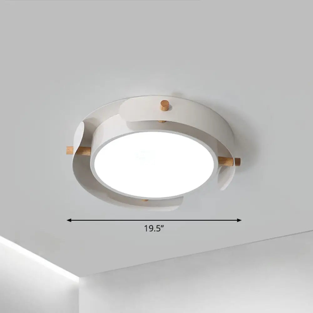 Minimalist Led Ceiling Mount Light - Round Metal Flush Fixture For Bedroom Lighting White / 19.5’