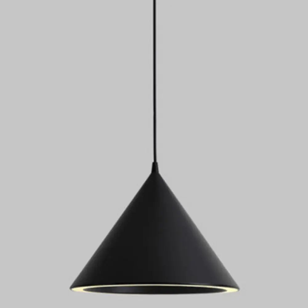 Minimalist Led Conical Pendant Light - Stylish Metal Ceiling Fixture Black / Warm 10