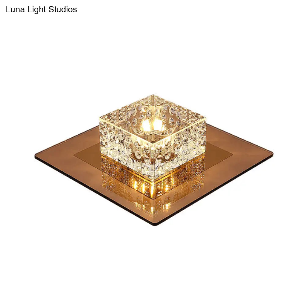 Minimalist Led Crystal Flush Mount For Corridor Lighting