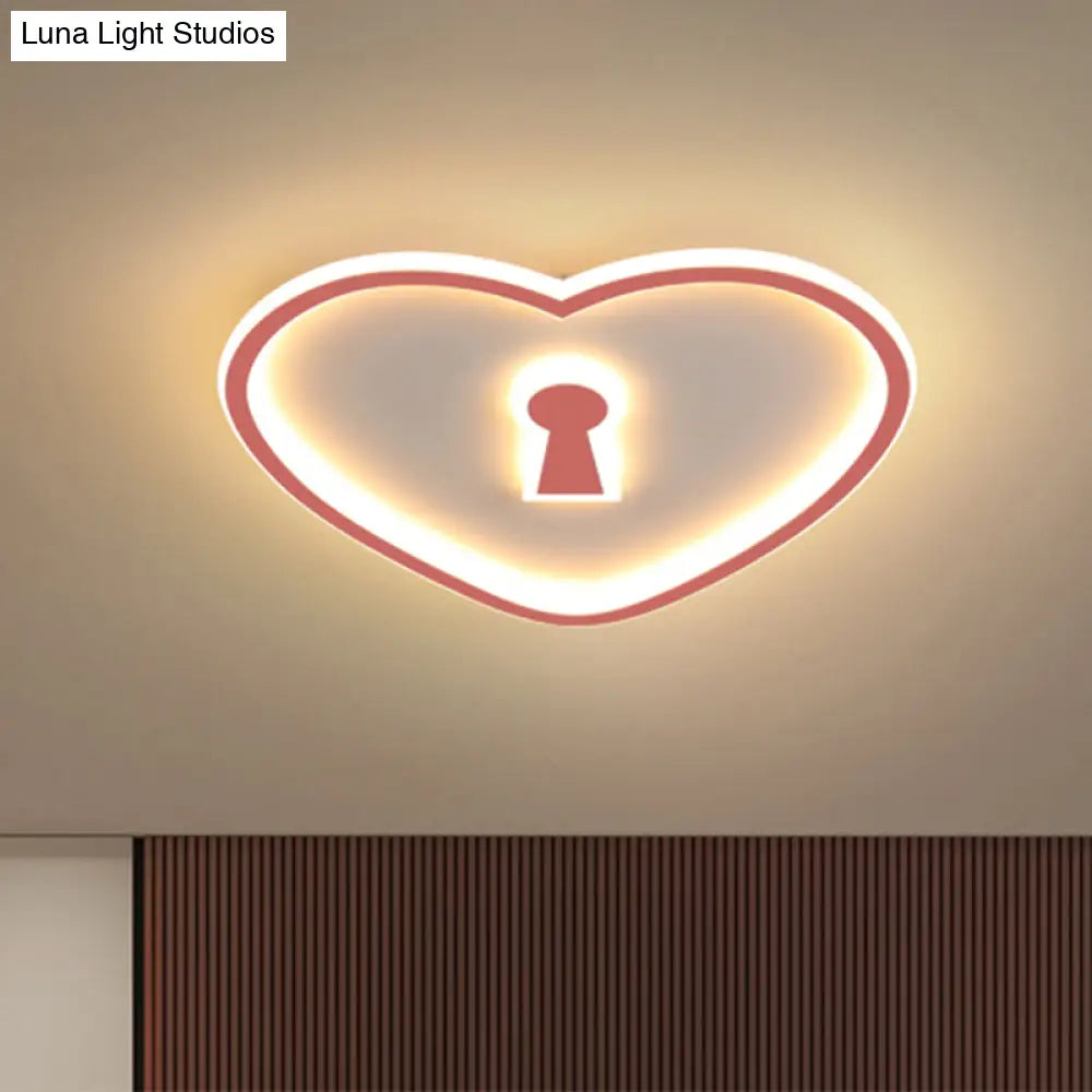 Minimalist Loving Heart Ultrathin Led Ceiling Light - Pink/White