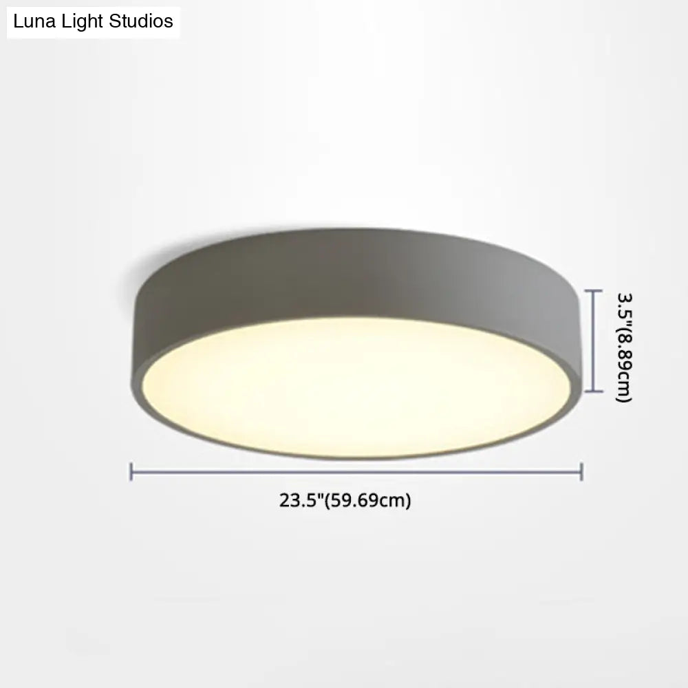 Minimalist Round Flush Mount Ceiling Lighting Fixture - 1 Light Aluminum