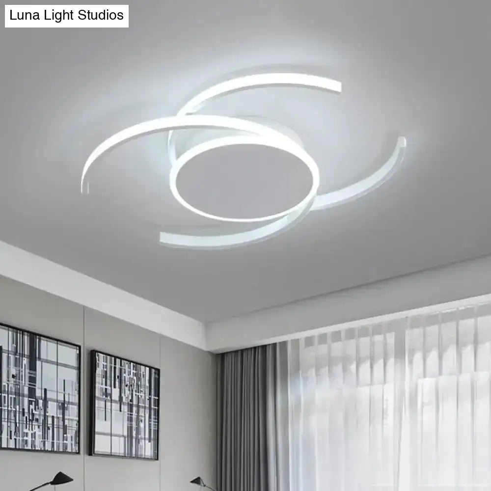 Minimalist White Led Acrylic Ceiling Lamp - Dual C Shaped Semi Flush 16’/19.5’/23.5’ Wide
