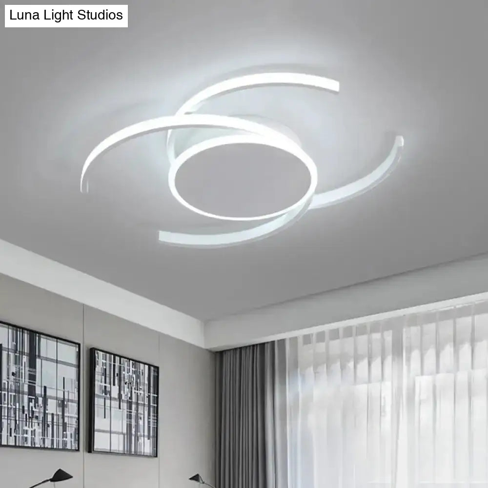 Minimalist White Led Acrylic Ceiling Lamp - Dual C Shaped Semi Flush 16’/19.5’/23.5’ Wide