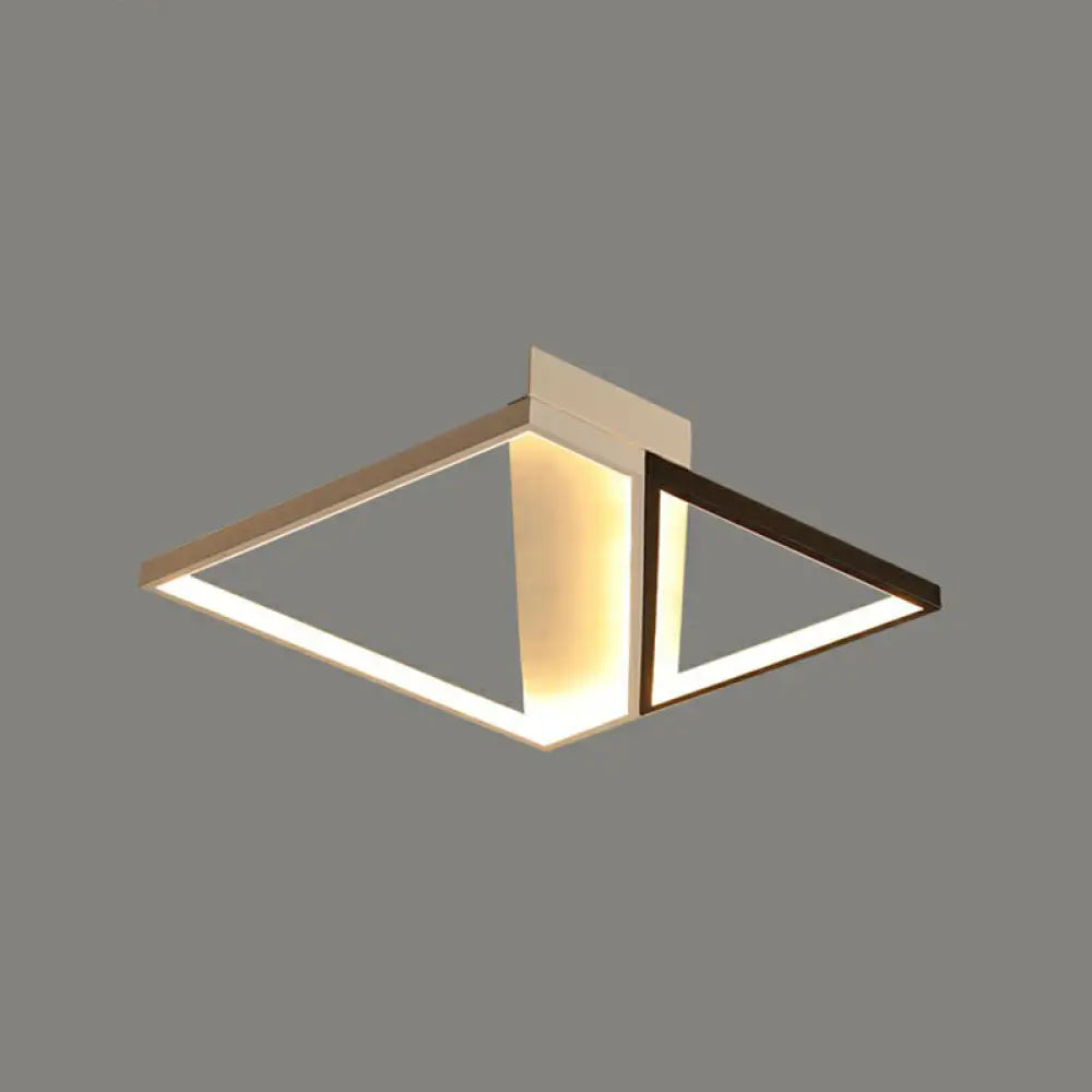 Minimalistic Black And White Led Flushmount Ceiling Light For Bedroom / 20.5’ Remote Control