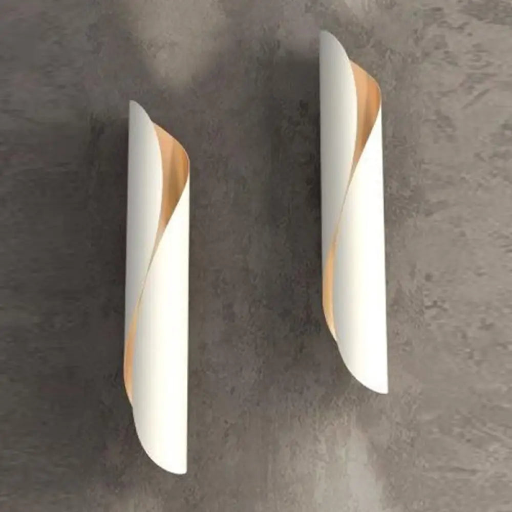 Minimalistic Metal Corridor Wall Sconce Light - 2-Head Scroll Fixture White