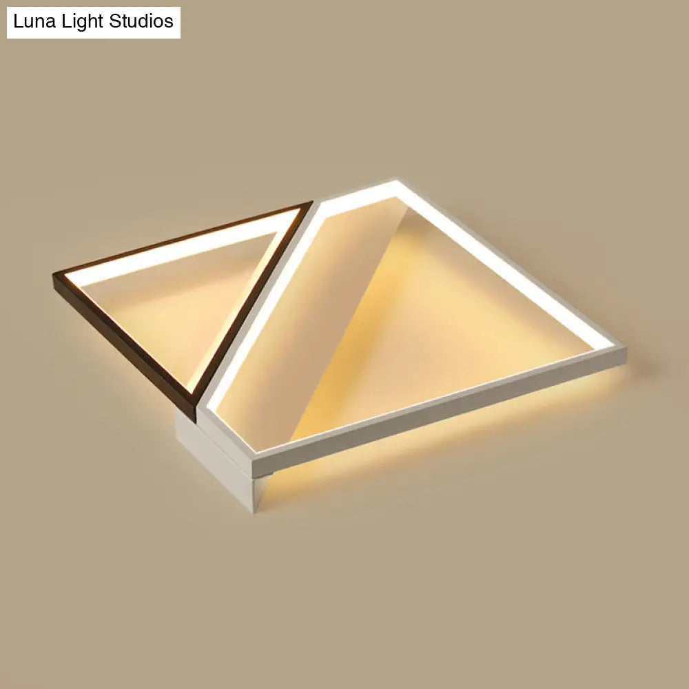 Minimalistic Metal Led Ceiling Light: Square Flush Mount For Bedroom In Black And White