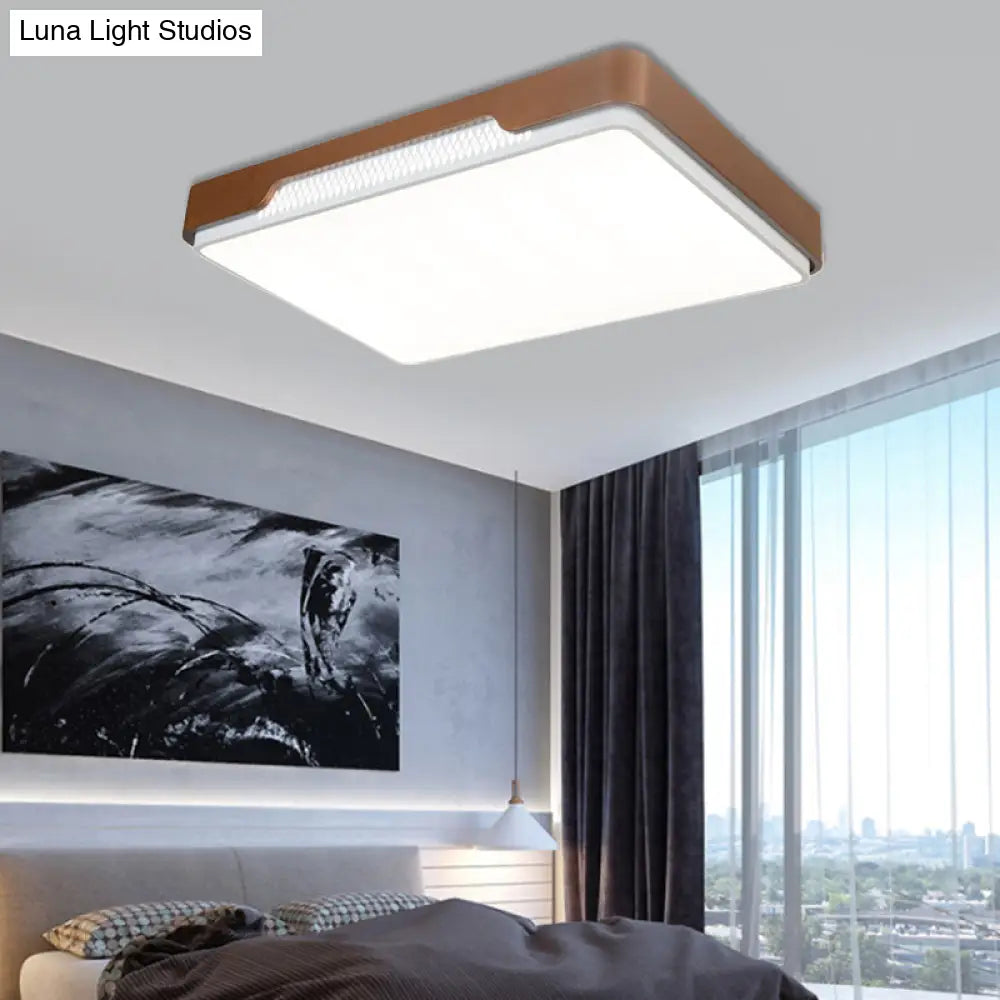 Modern Acrylic Flush Mount Light Fixture - Brown Rectangular 20.5’/36.5’/45’ Warm/White