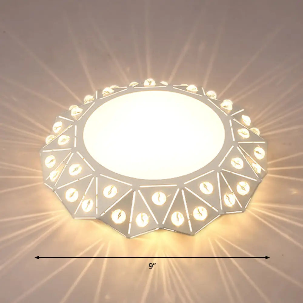 Modern Acrylic Led Ceiling Light In White For Foyer - Flush Mount Fixture / Warm