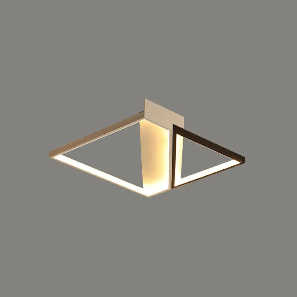Modern Acrylic Led Ceiling Light: Rectangle Lounge Flush Mount In Black & White / 16.5’ Remote