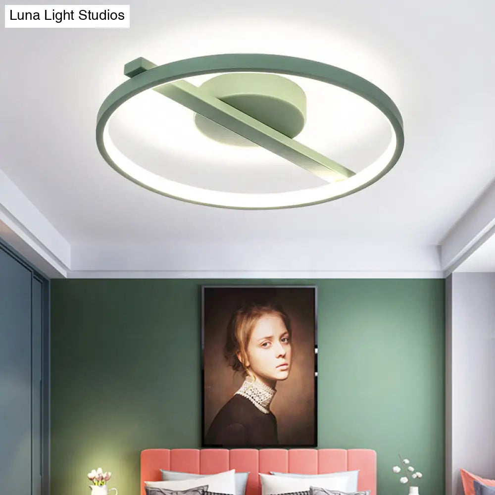Modern Acrylic Ring Flush Mount Ceiling Light In Black/White/Blue For Living Room - Warm/White