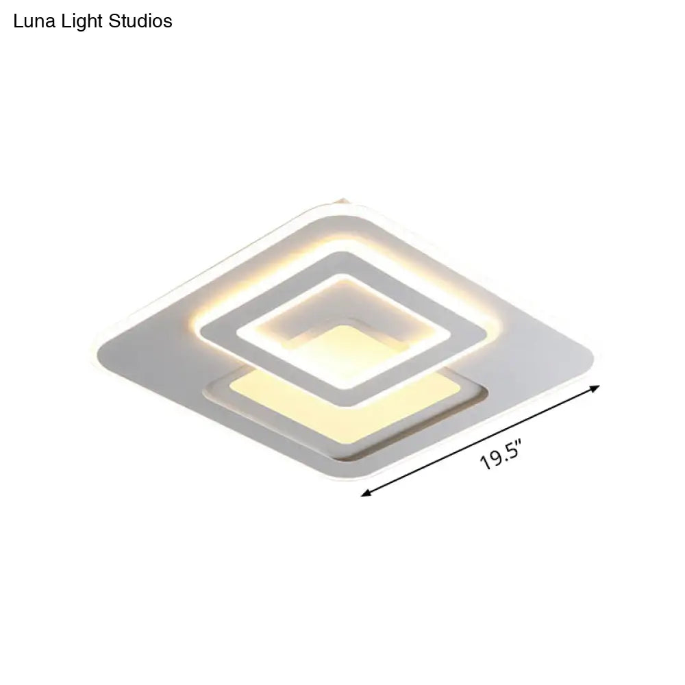 Modern Acrylic Square Flushmount Led Ceiling Light In Warm/White