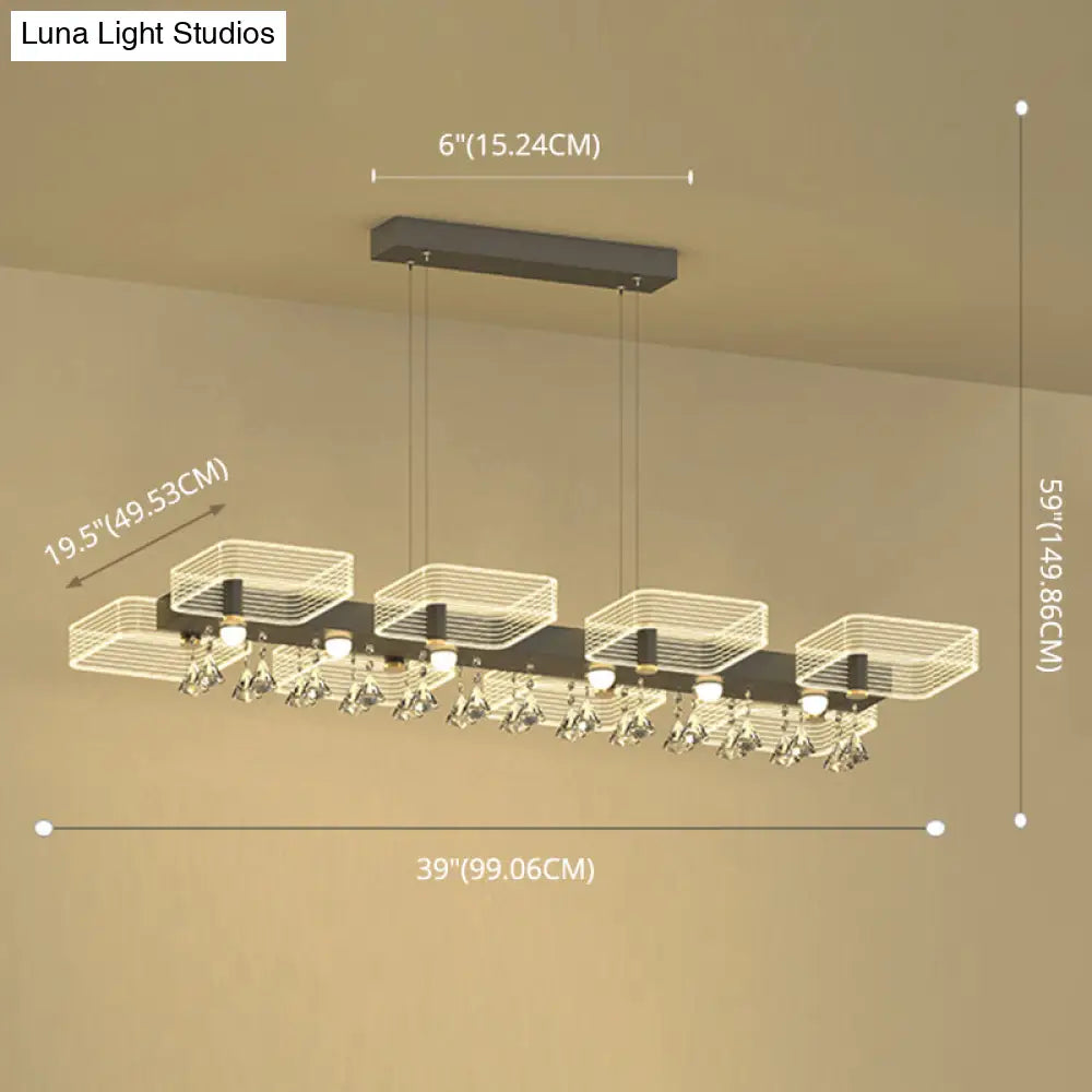 Modern Black Squares Island Suspension Light For Acrylic Dining Room Fixture