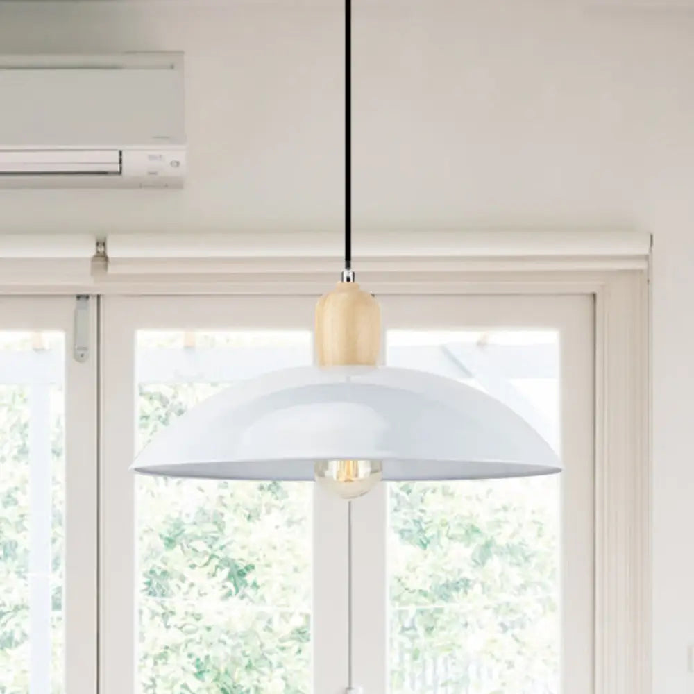 Modern Bowl Ceiling Pendant Light In Black/White 12.5’/16’ Diameter White / 12.5’