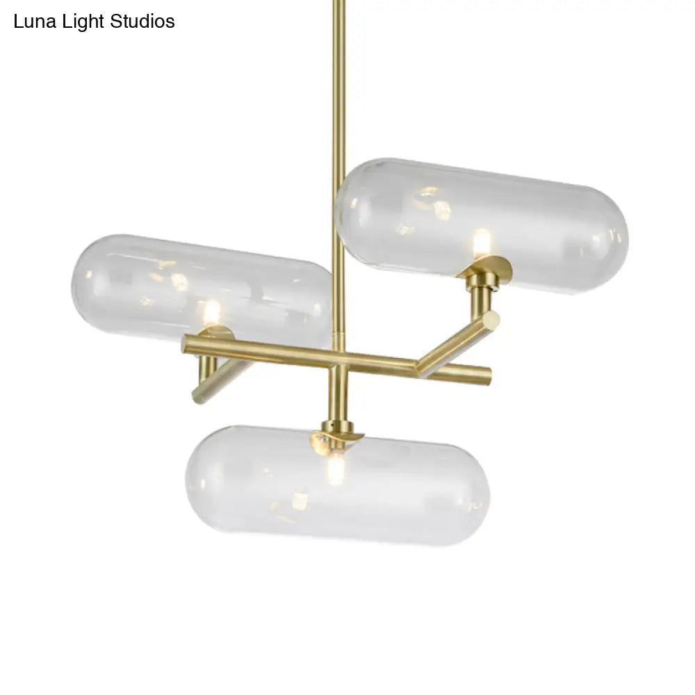 Modern Brass Pendant Chandelier with Clear Glass Shades - Ideal for Dining Rooms Clear