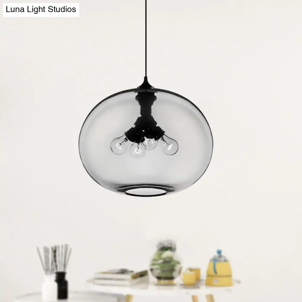 Modern Brown/Clear/Amber Oval Glass Pendant Light - 4-Light Ceiling Hanging Fixture