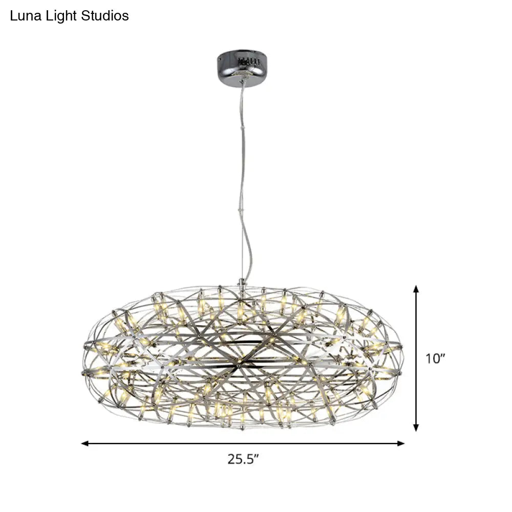 Modern Chrome Disc Chandelier 16/21 With Led Lighting Stainless Steel Hanging Lamp In Warm Or White