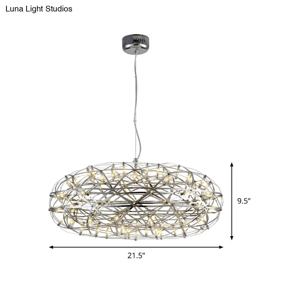 Modern Chrome Disc Chandelier 16/21 With Led Lighting Stainless Steel Hanging Lamp In Warm Or White