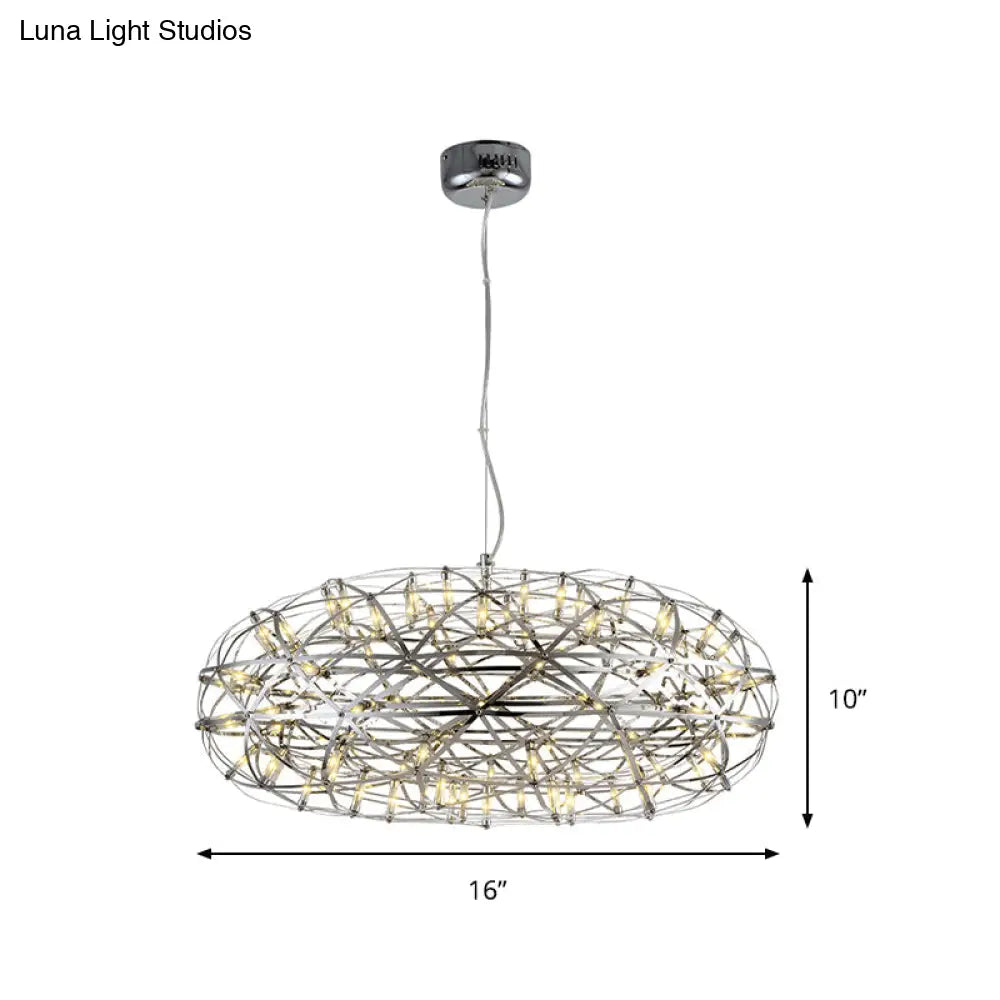 Modern Chrome Disc Chandelier 16/21 With Led Lighting Stainless Steel Hanging Lamp In Warm Or White