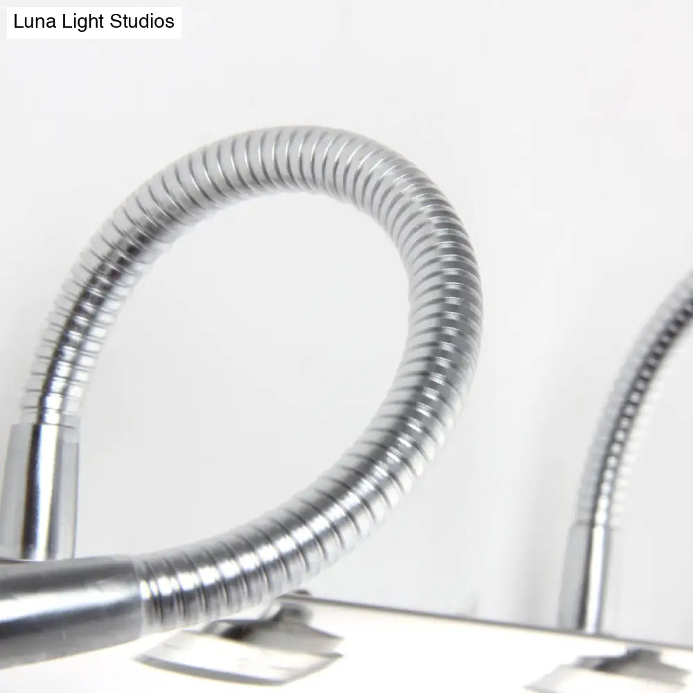 Modern Chrome Swoop Arm Led Vanity Wall Sconce With Seedy Crystal For Stylish Bath Decor