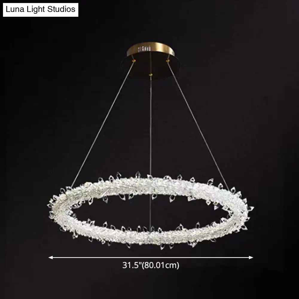 Modern Crystal Circle Chandelier For Restaurants - Pendant Lighting