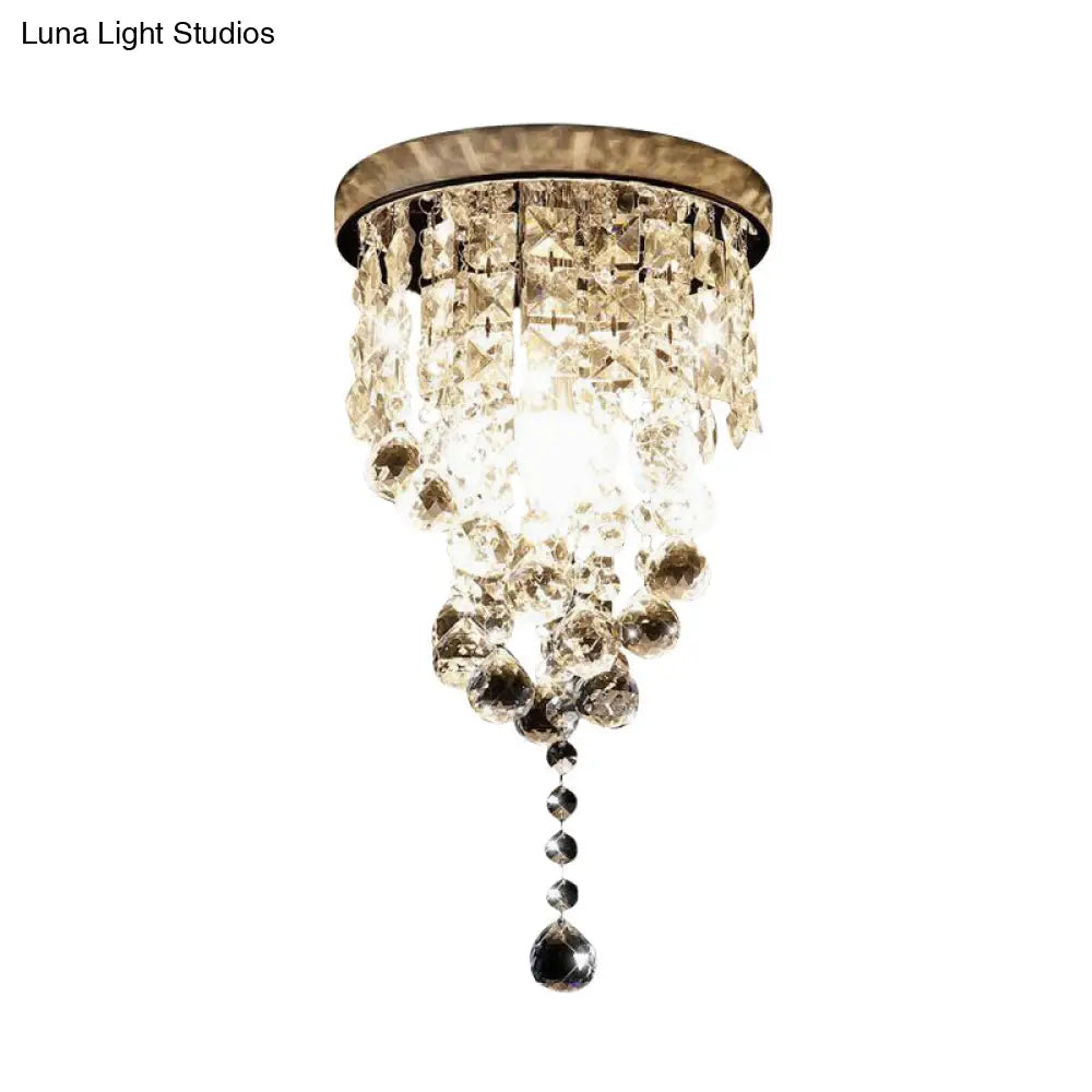 Modern Cylindrical Crystal Flush Mount Ceiling Light Fixture