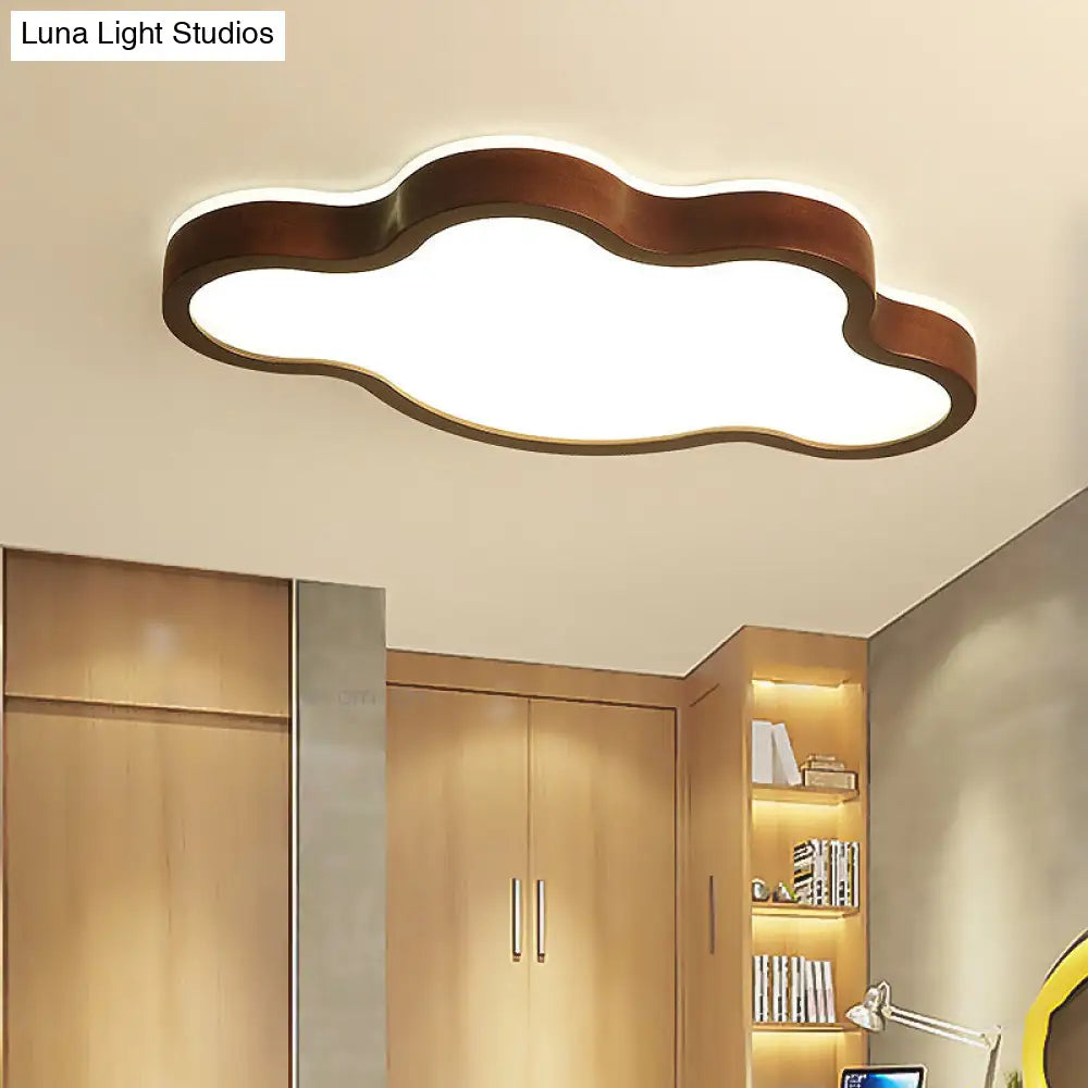 Modern Dark Brown Cloud Ceiling Lamp With Led Acrylic Flush Mount Lighting - 19.5/25 Width