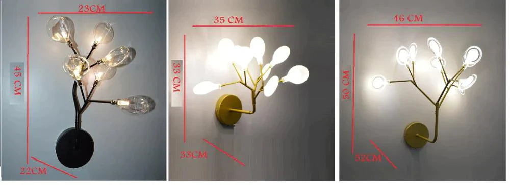 Modern firefly Tree Branch LED Wall Light for Bedroom Study Room Wall Light
