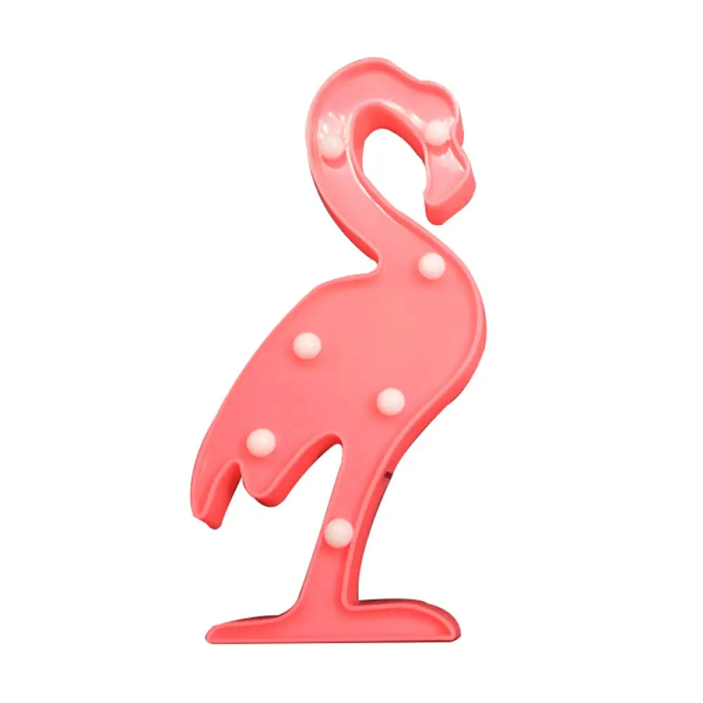 Modern Flamingo Night Lamp - Pink Plastic Finish Battery Led Wall Light