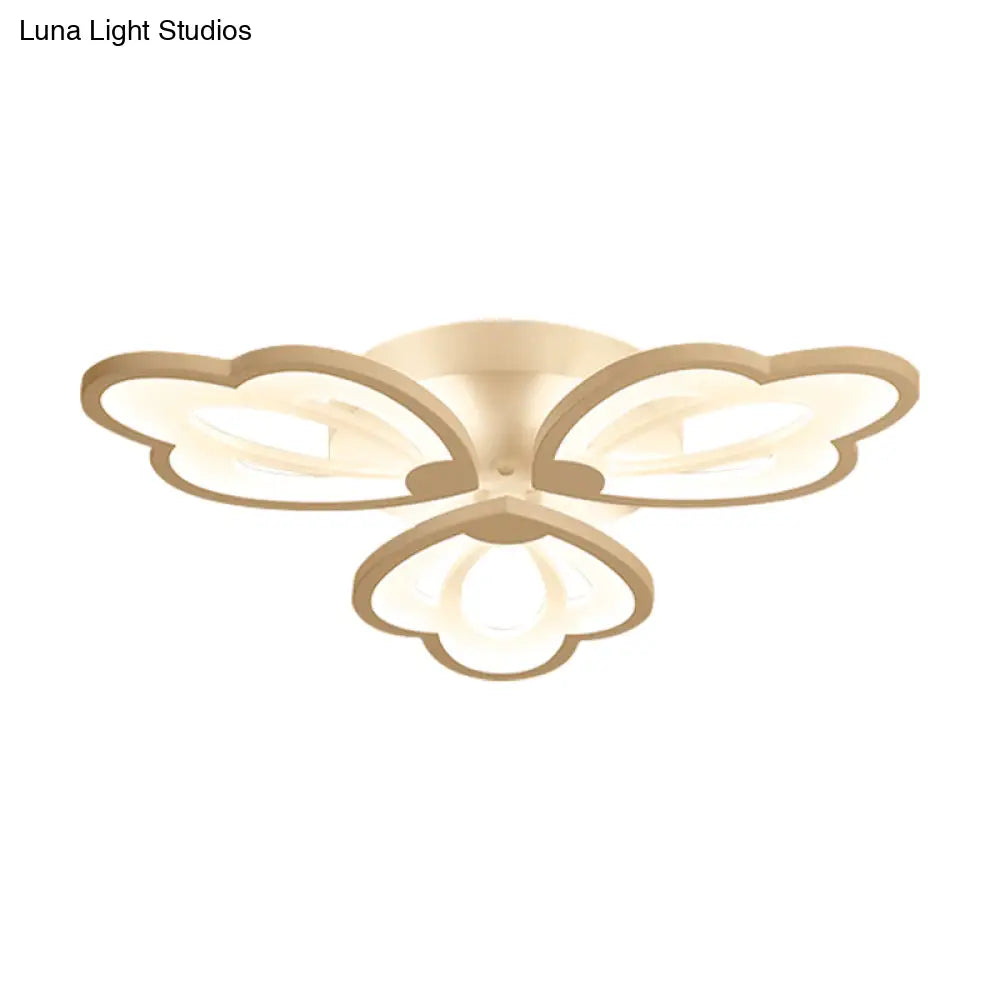Modern Floral Led Ceiling Light With Acrylic Shade And 3/5/9 Lights In White/Warm/Natural Tone -