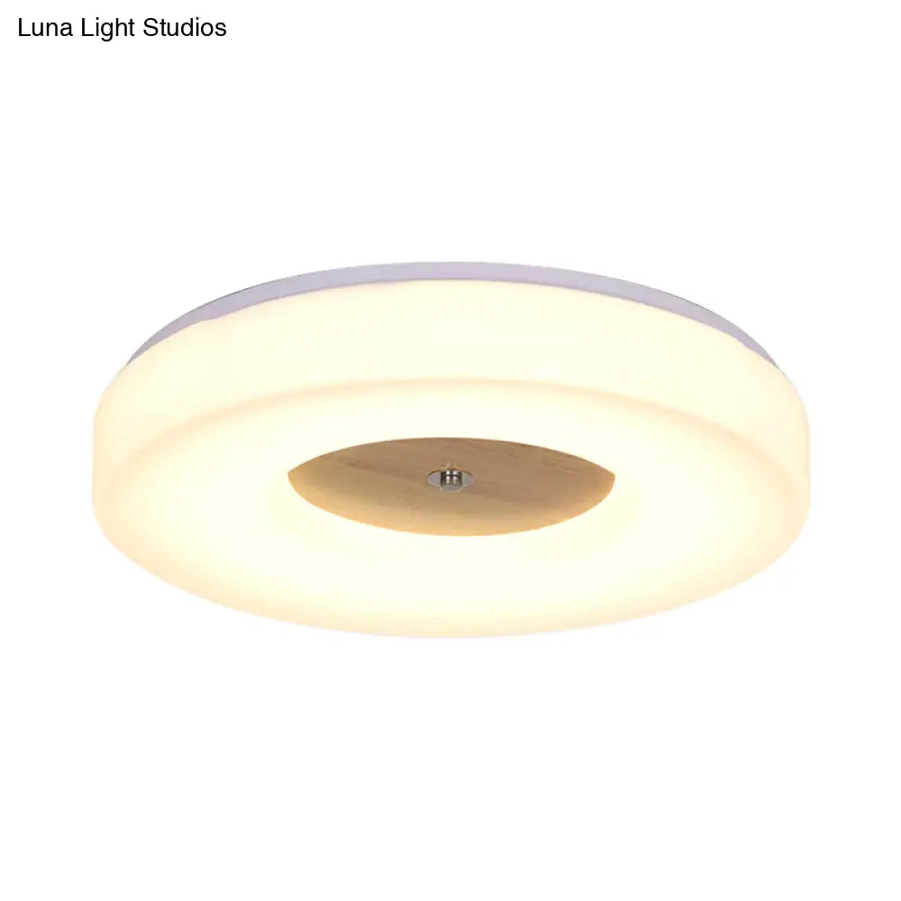 Modern Flush Ceiling Light - Wood And Acrylic Construction Led 8’/13’/15’/19’ Wide Warm