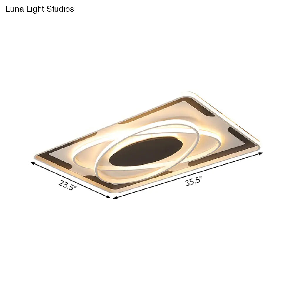 Modern Geometric Flush Ceiling Light Fixture - Integrated Led Metal Black/White Warm/White