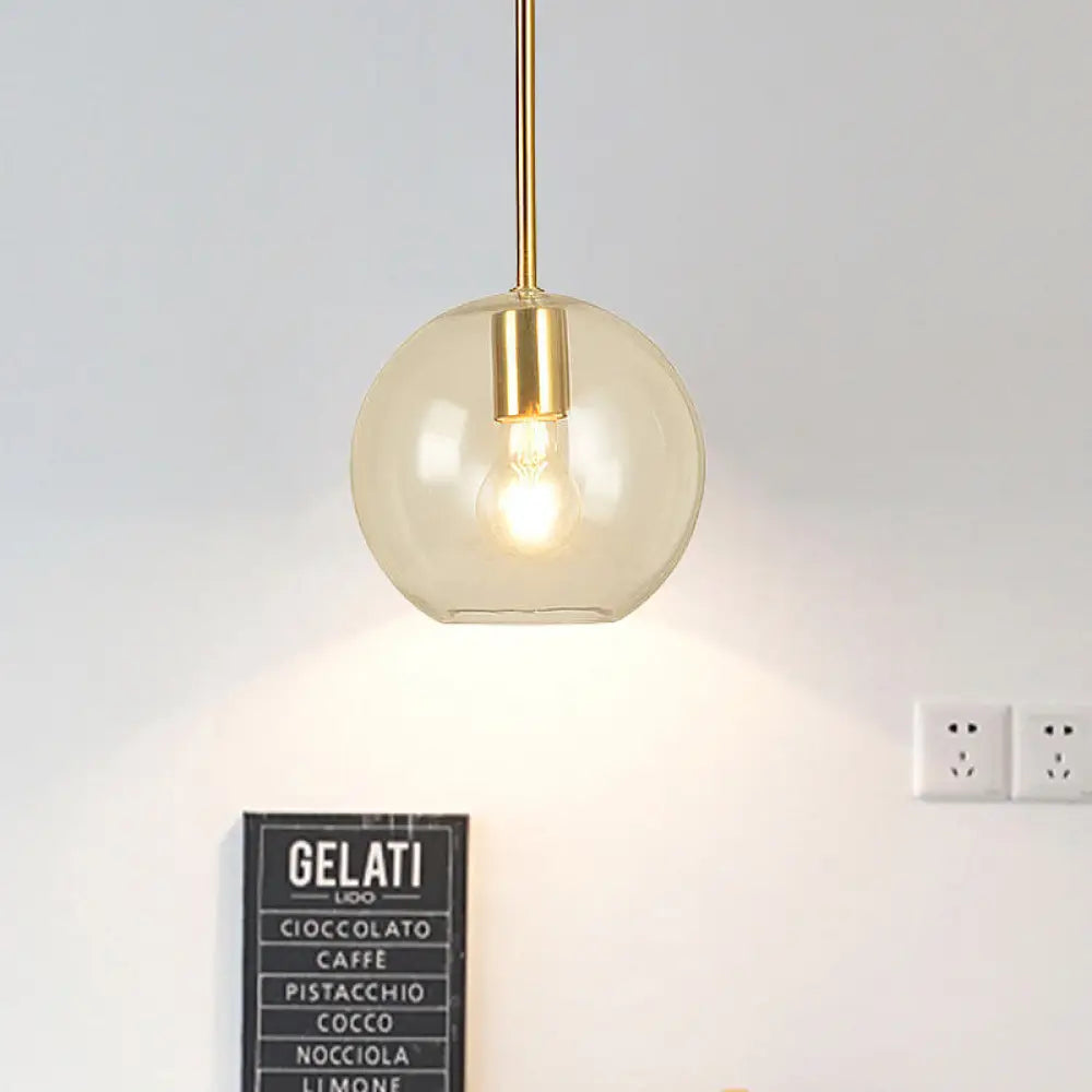 Modern Glass Globe Pendant Light - 1 Head 8’’/12’’ Wide - Stylish Dining Room Hanging Lamp Kit Clear / 8’’